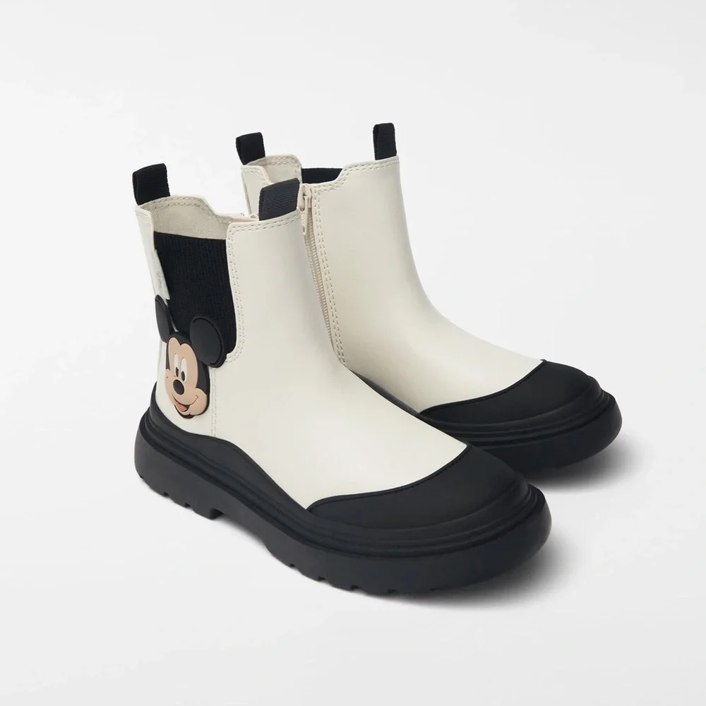 NWT. Zara Kids ©DISNEY MICKEY MOUSE Ankle Boots. Size 4. - Picture 2 of 8